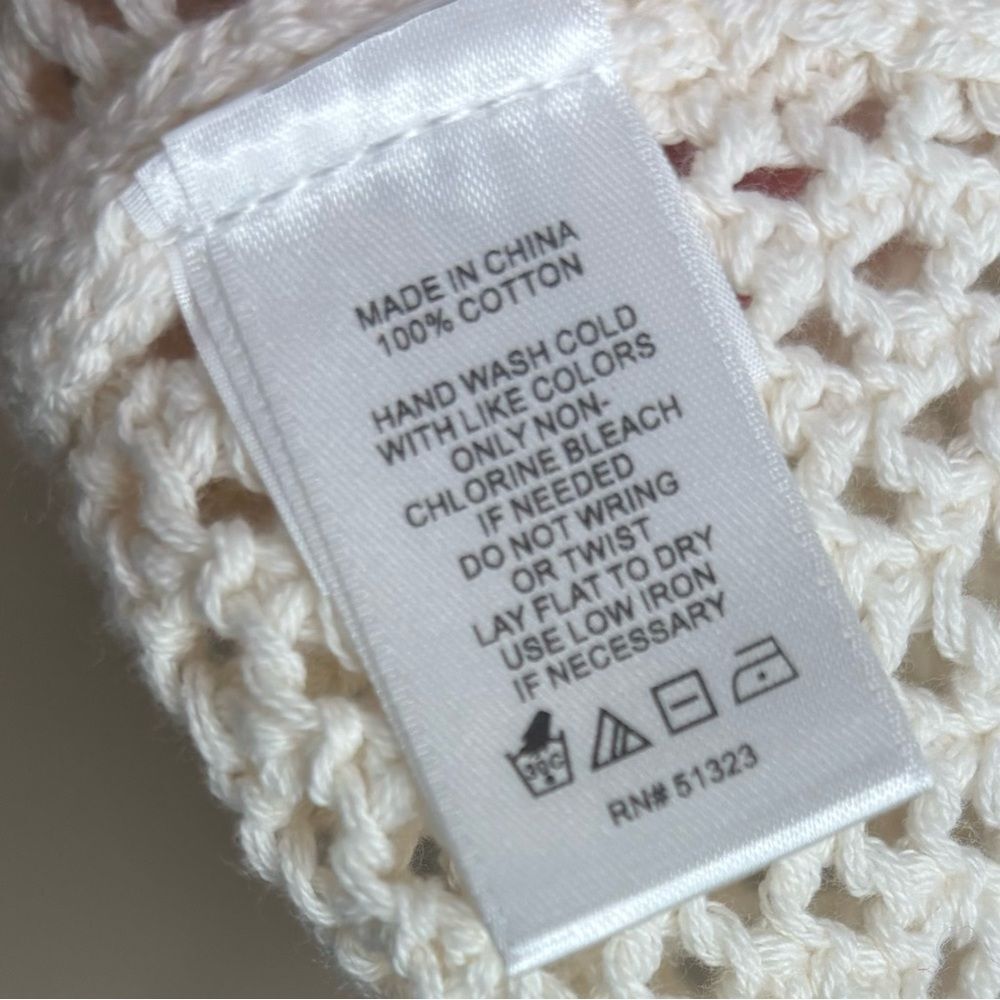 CeCe Open Knit Pullover White 100% Cotton Short Sleeve Crewneck sweater small - Picture 4 of 7